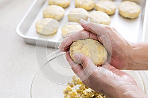 Home cooking scene, croquette molding