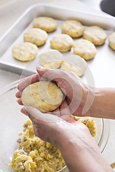 Home cooking scene, croquette molding