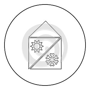Home cooling and heating system icon black color in circle photo