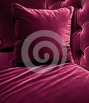 Home decor, interior design and luxury furniture background, sofa and pillow detail