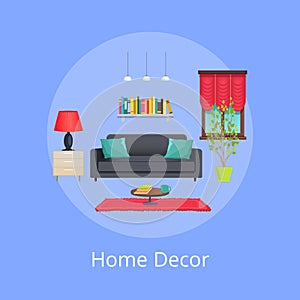 Home Decor Sample, Bright Interior, Colorful Card