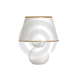 Home decor table lamp. Bedroom desk lighting. Vector image 3d illustration. Isolated lampshade stock image