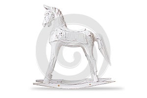 Home decor wooden horse rocking chair - isolated object on white