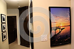 Home decoration with art, showpiece, modern furniture photo