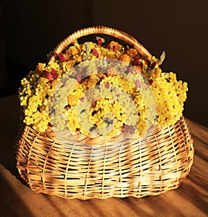 Home Decoration with Romantic Wild Flowers Basket
