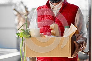 Home delivery food during virus outbreak, coronavirus panic and pandemics