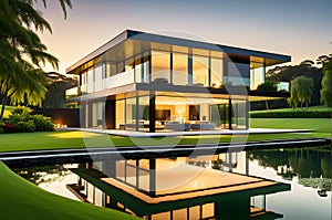 Home design shot in nature real estate concept