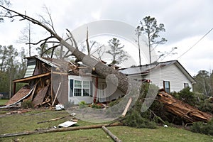 Home destroyed by falling tree in Alabama