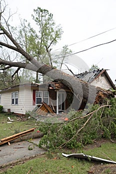 Home destroyed by falling tree in Alabama