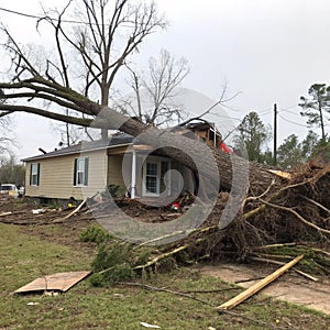 Home destroyed by falling tree in Alabama