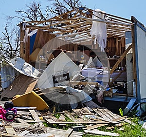 A home destroyed in the Powerful Hurricane Harvey on Texas Coast photo