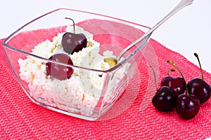 Home Dietary Fat Cottage Cheese Beaded Curd with Cherries