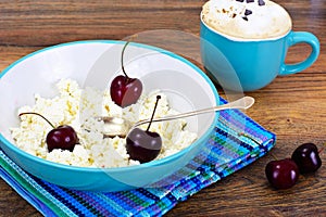 Home Dietary Fat Cottage Cheese Beaded Curd with Cherries