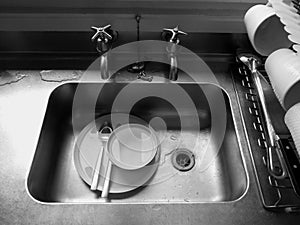 Home: dirty dishes in sink