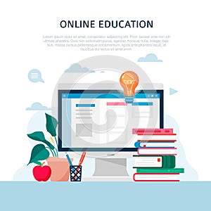 Home education concept in flat style. Vector illustration