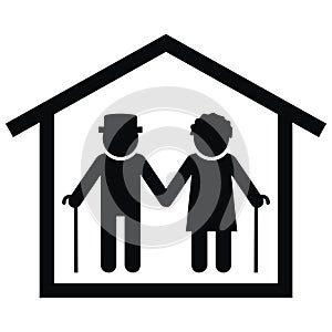 Home for the elderly, black vector icon