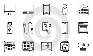 Home Electronics Devices Icons Vector , Laptop, Phone,Burglar Alarm