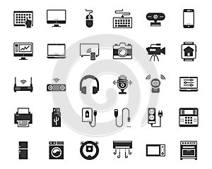 Home Electronics Devices Icons Vector , Laptop, Phone,Burglar Alarm