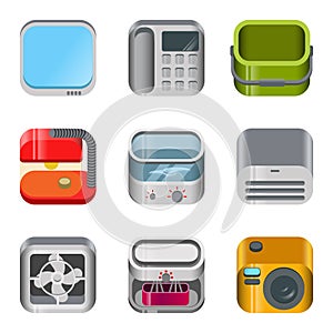 Home electronics glossy app icon vector set