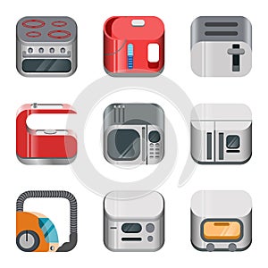 Home electronics glossy app icon vector set