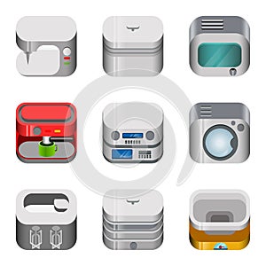 Home electronics glossy app icon vector set