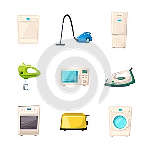 Home electronics icons. Cartoon vector illustration.