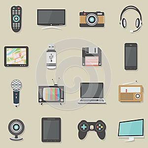 Home electronics icons set