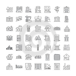 Home elements linear icons, signs, symbols vector line illustration set