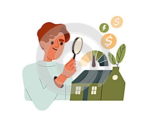 Home energy efficiency audit vector concept