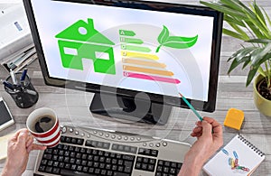 Home energy efficiency concept on a computer