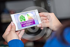 Home energy efficiency concept on a smartphone