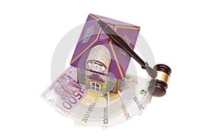 Home, euro money and gavel