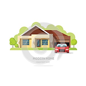 Home facade contemporary modern. American house traditional cottage vector