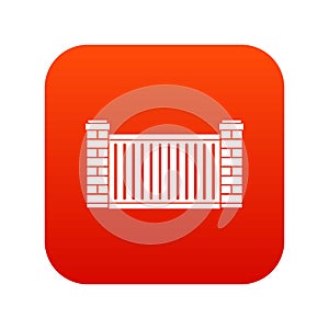 Home fence icon digital red