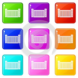 Home fence icons 9 set