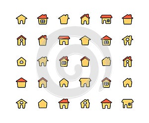 Home Filled Ouline Icon Set