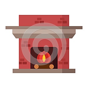 Home fireplace flat clipart vector illustration