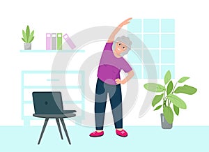 Home fitness or yoga for senior concept.