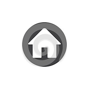 Home flat icon. Round simple button, circular vector sign