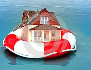 Home floating on a life preserver.