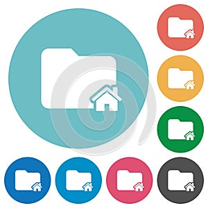 Home folder flat round icons