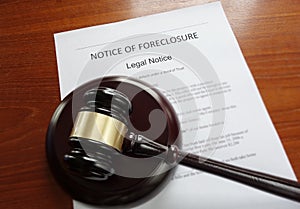 Home foreclosure and gavel