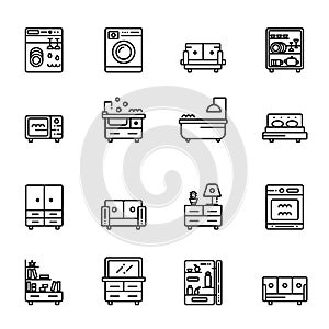 Home furniture outline icons