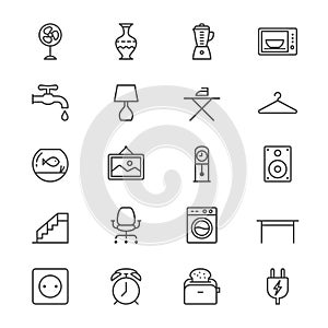 Home furniture thin icons