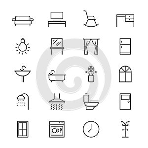 Home furniture thin icons