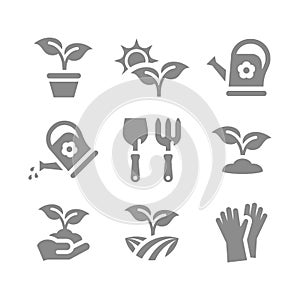 Home gardening vector icon set