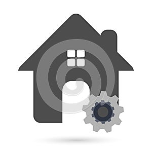 Home gear house logo simple flat icon vector illustrations