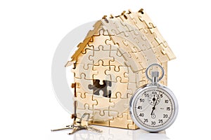 Home of gold color puzzles with a stopwatch