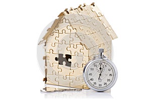 Home of gold color puzzles with a stopwatch