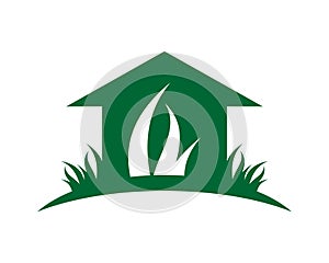 Home grass logo icon template